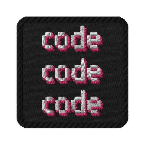 'code code code' embroidered patches