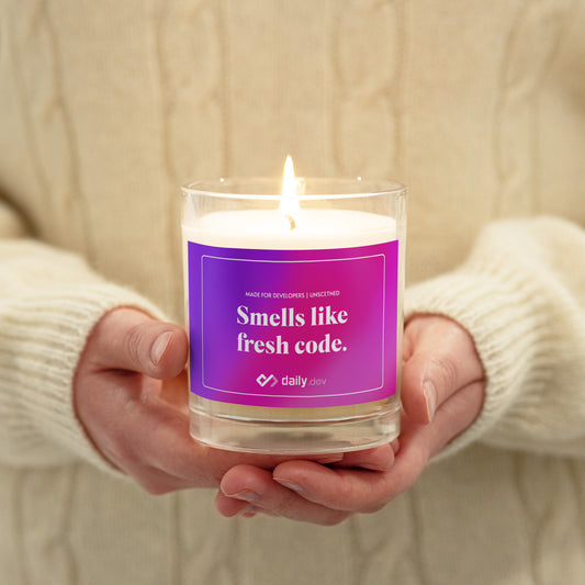 "Smells like fresh code" candle