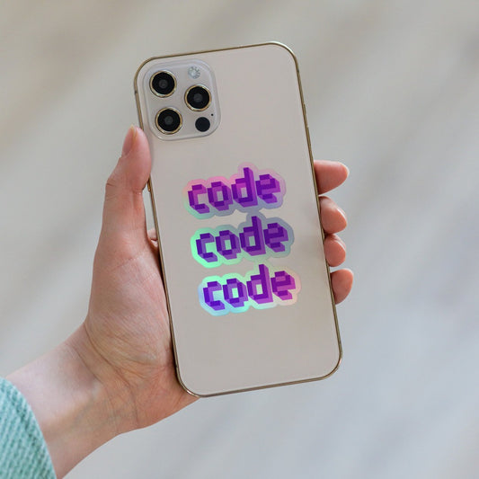 'code code code' holographic stickers
