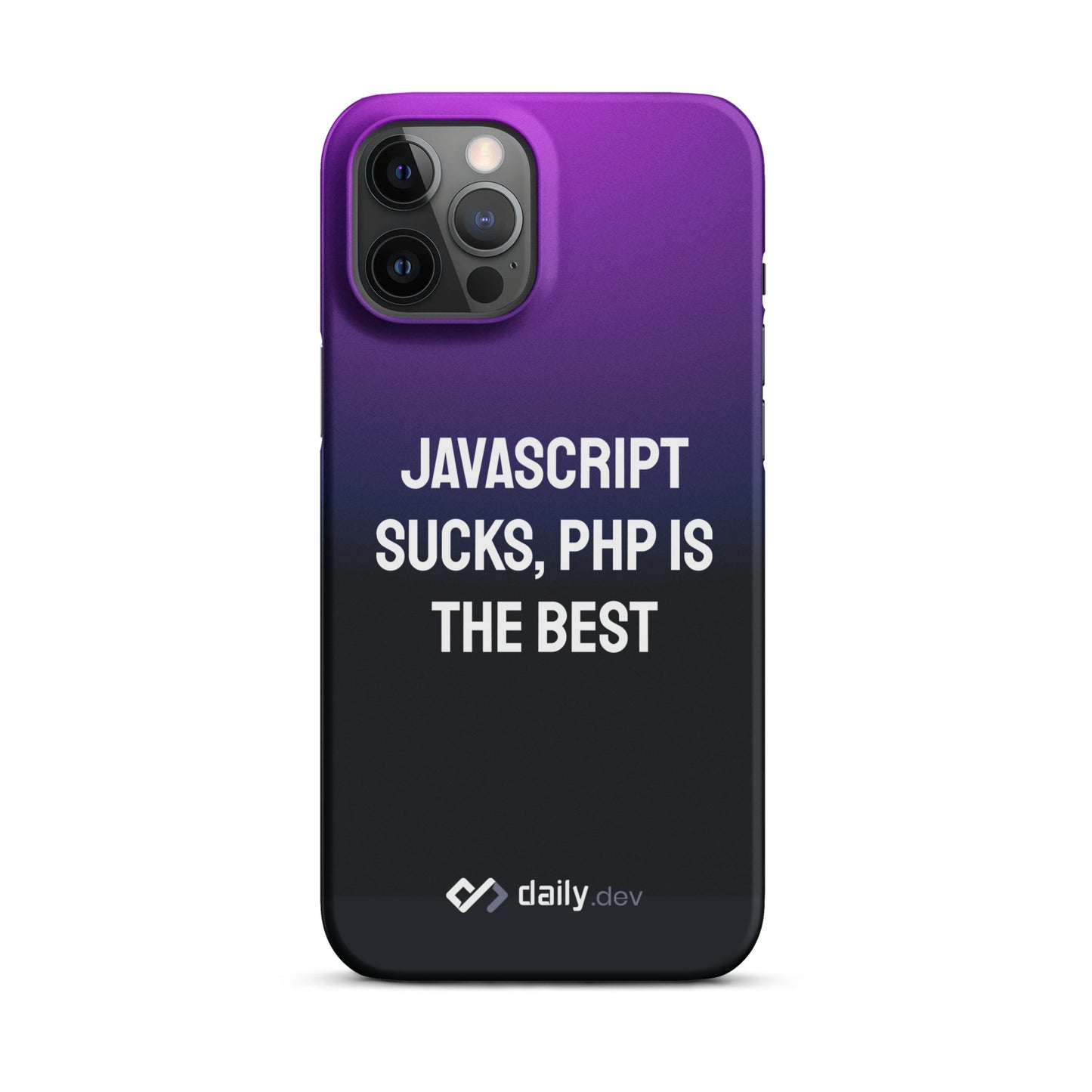 daily.dev Snap case for iPhone® - Javascript sucks, php is the best