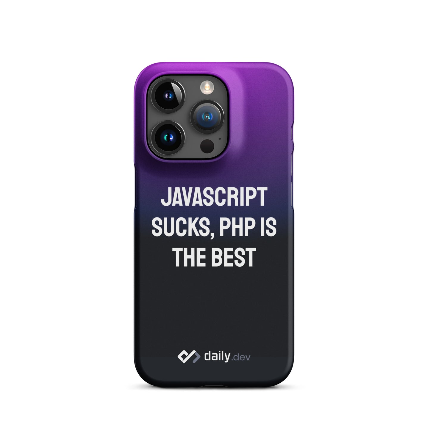 daily.dev Snap case for iPhone® - Javascript sucks, php is the best
